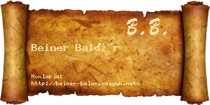 Beiner Balár névjegykártya